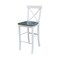 International Concepts Round 36 in Rd Extend Dining Table, 2 X-Back Bar Ht Stools, White/Heather Gray, 36 W, 48 L, 41.3 in H K05-36RXT-6B-S6133-2 - alternate 2
